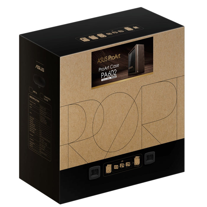 ASUS ProArt PA602 Wood Edition Retro Brown - Midi Tower с панел от закалено стъкло