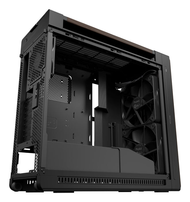 ASUS ProArt PA602 Wood Edition Modern Black - Midi Tower с метален панел Черен, Дървен