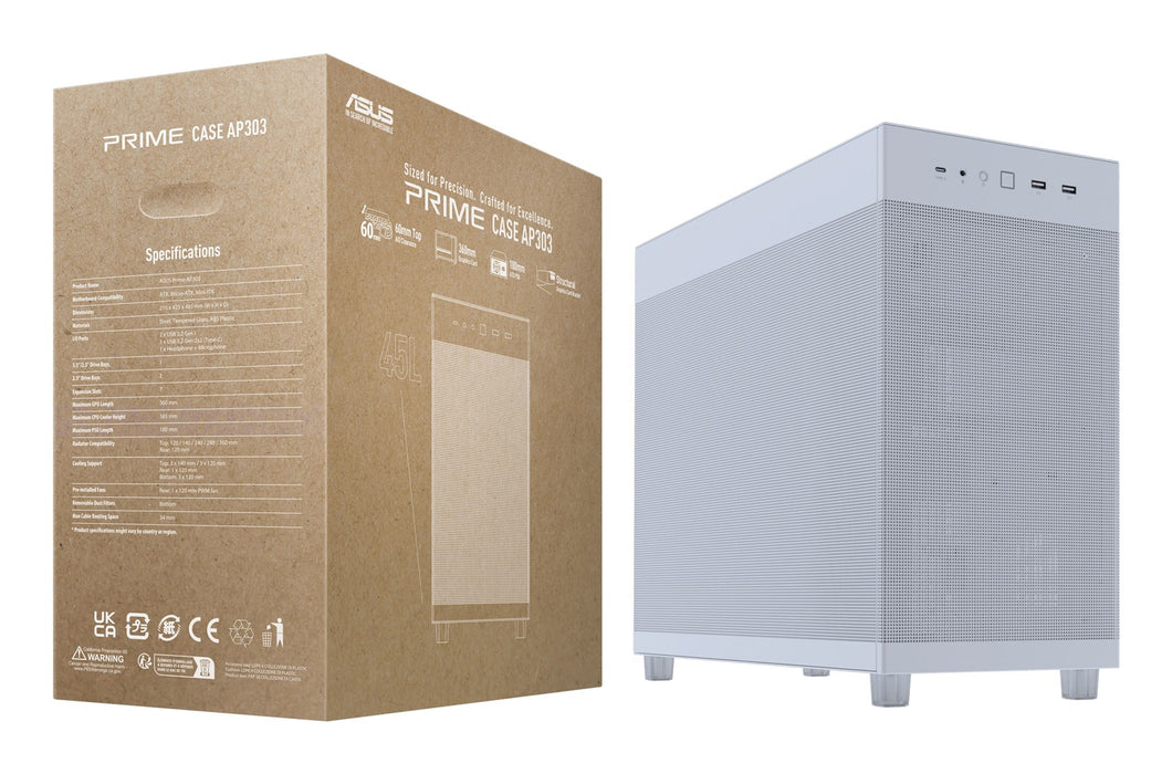 ASUS PRIME AP303 Mesh Midi Tower Бял