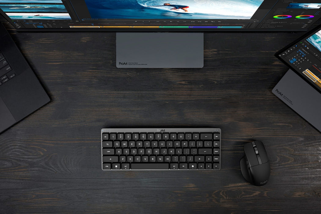 Клавиатура ASUS ProArt KD300, за дома/офиса, USB + RF, безжична + Bluetooth, черна