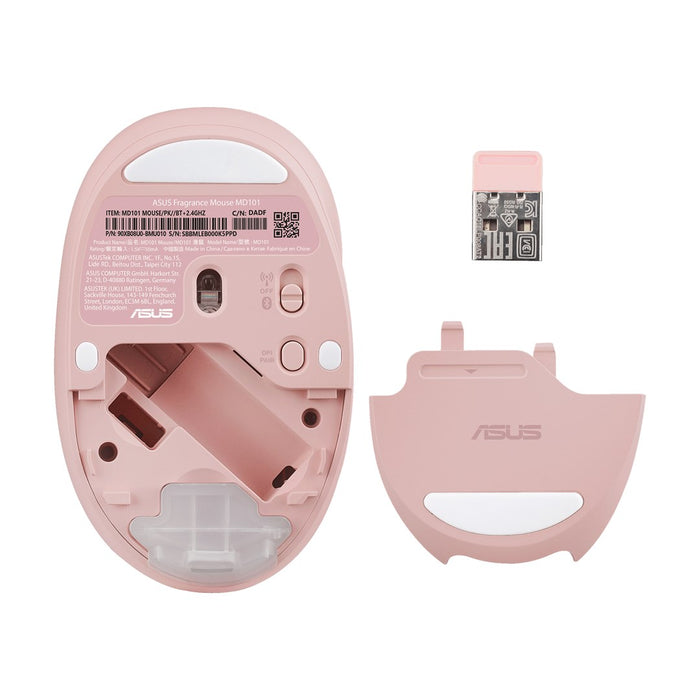 Мишка ASUS Fragrance MD101, домашна, за двете ръце, RF, безжична + Bluetooth, оптична, 2400 DPI