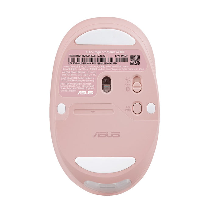 Мишка ASUS Fragrance MD101, домашна, за двете ръце, RF, безжична + Bluetooth, оптична, 2400 DPI
