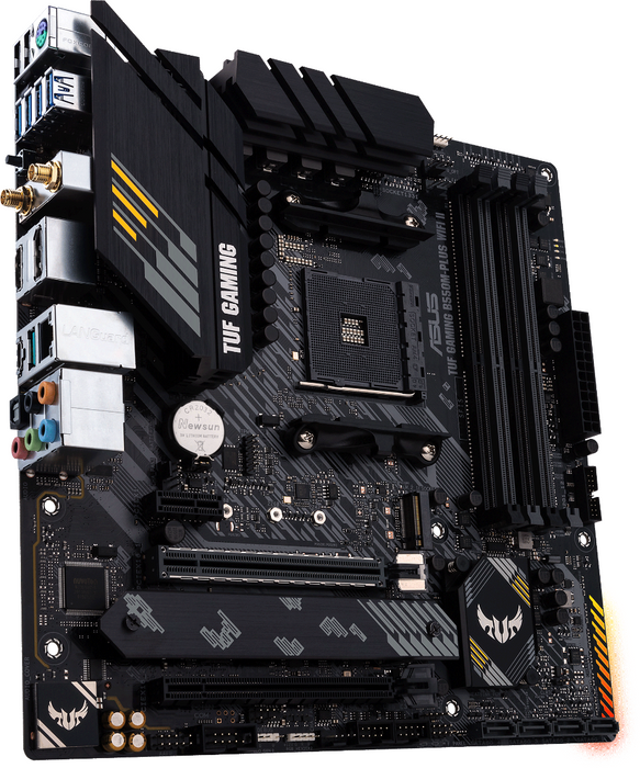Дънна платка ASUS TUF GAMING B550M-PLUS WIFI II, AMD AM4, micro ATX, 4x DDR4, dual M.2, Wi-Fi 6, PCIe 4.0, Aura Sync RGB