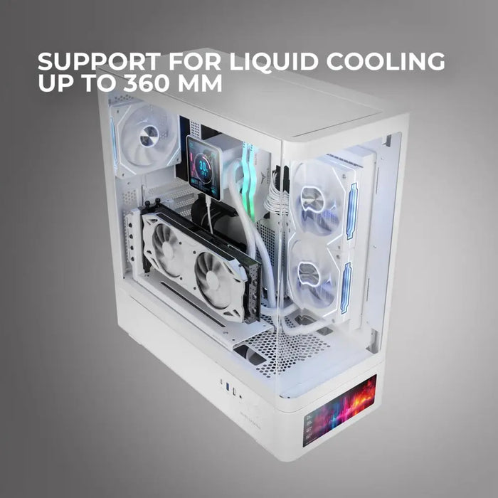 ATX полу-висока кутия Mars Gaming MCLCDPROW Бял