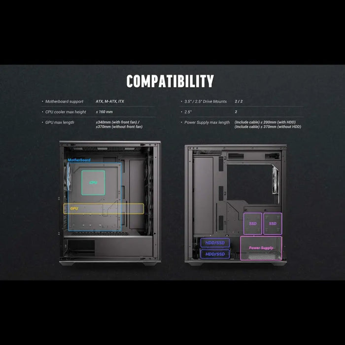 ATX полу-висока кутия Antec AX85 ARGB Черен