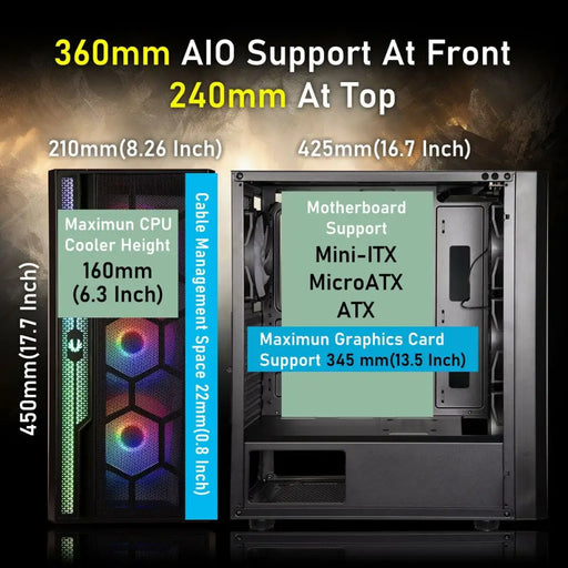 ATX полу-висока кутия BitFenix Apollo ARGB Черен