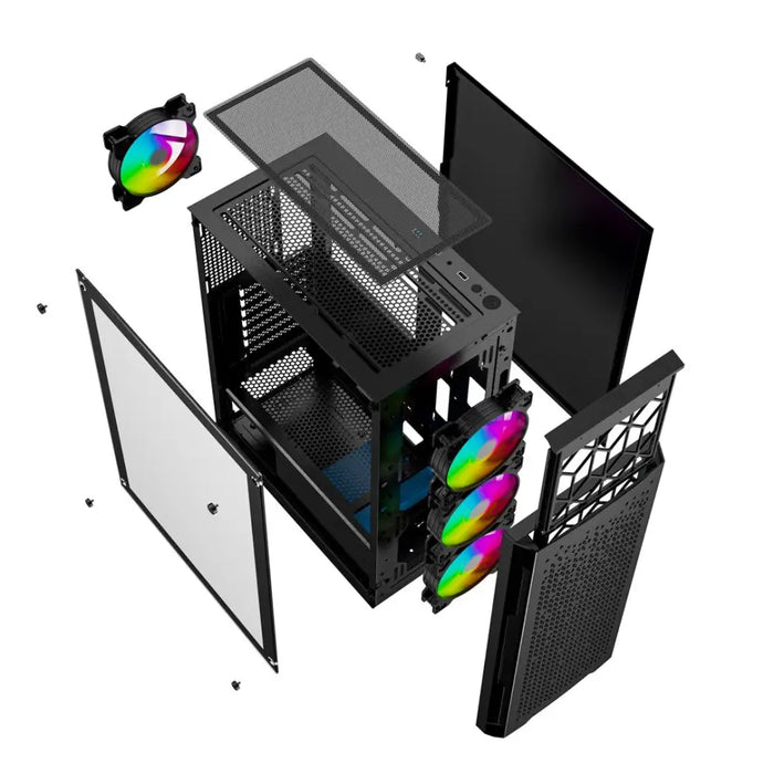 ATX полу-висока кутия GEMBIRD CCC-FC-400X Черен Многоцветен