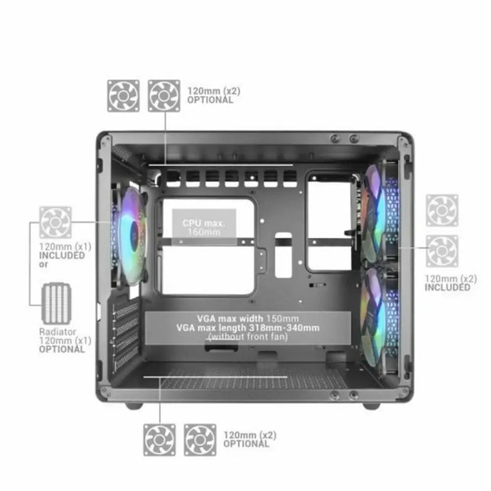 ATX полу-висока кутия Mars Gaming MC400W Бял Черен