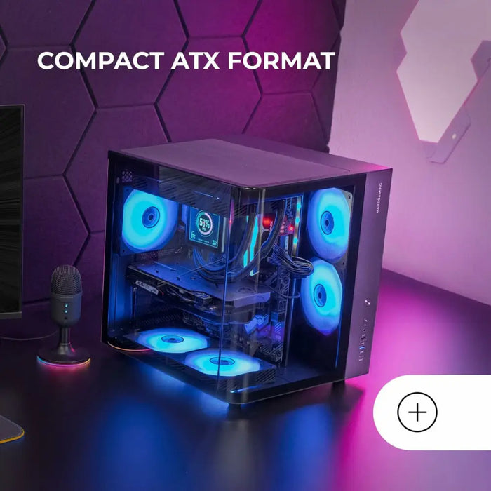 ATX полу-висока кутия Mars Gaming MCCURV Черен