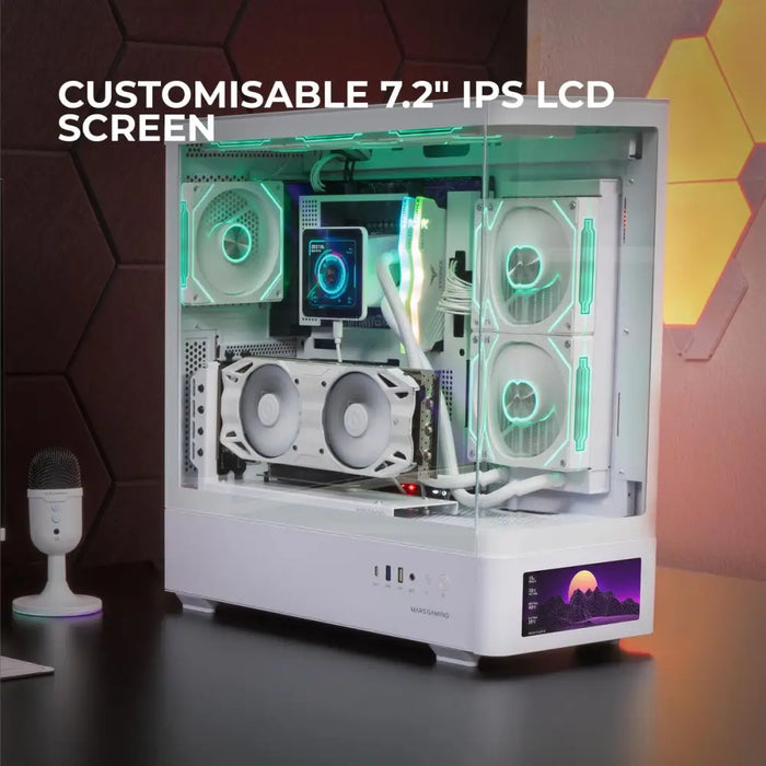 ATX полу-висока кутия Mars Gaming MCLCDPROW Бял