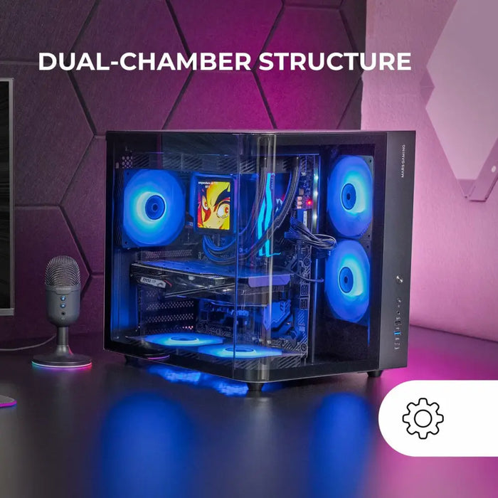 ATX полу-висока кутия Mars Gaming MCCURV Черен