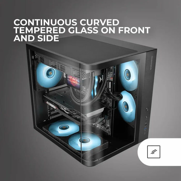 ATX полу-висока кутия Mars Gaming MCCURV Черен