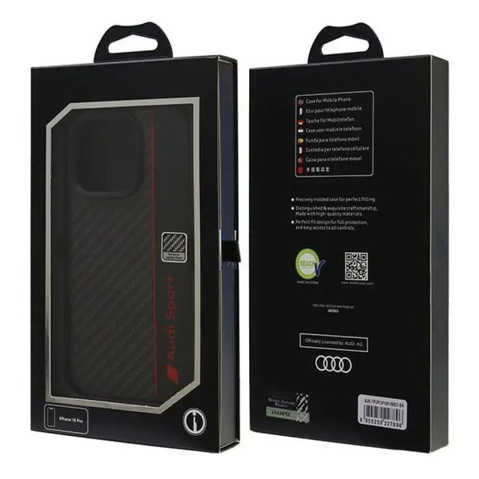 Audi Carbon Fiber Stripe iPhone 16 Pro 6.3’’ черен/черен