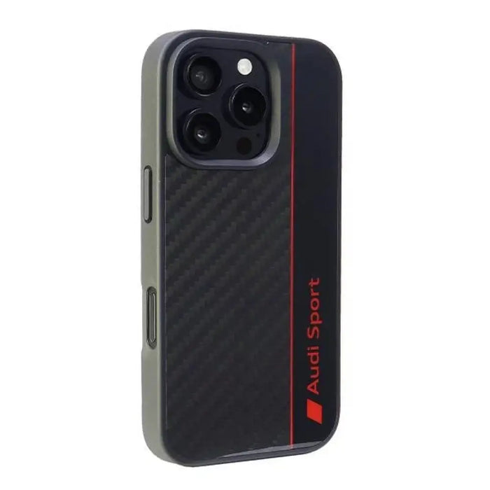 Audi Carbon Fiber Stripe iPhone 16 Pro 6.3’’ черен/черен