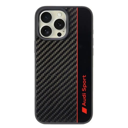 Audi Carbon Fiber Stripe iPhone 16 Pro Max 6.9’’ черен