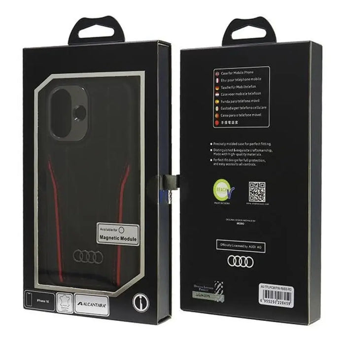 Audi Genuine Leather MagSafe iPhone 16 6.1’’ black-red