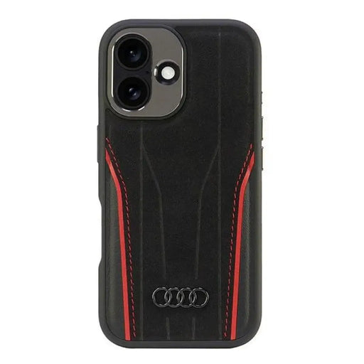 Audi Genuine Leather MagSafe iPhone 16 6.1’’ black-red