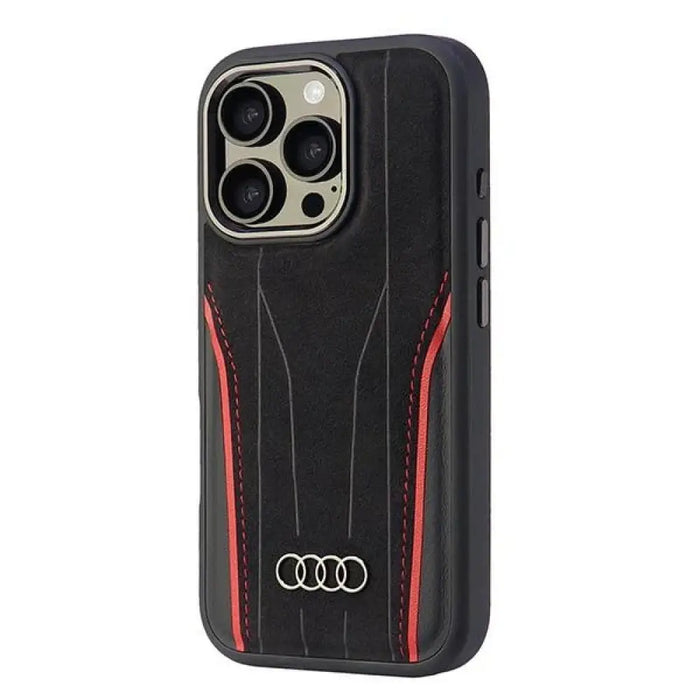 Audi Genuine Leather MagSafe iPhone 16 Pro 6.3’’ black-red