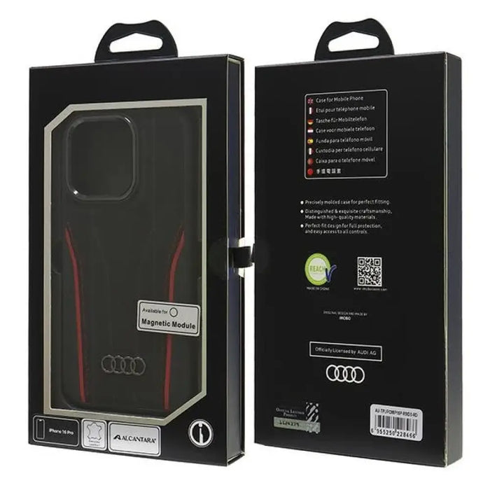Audi Genuine Leather MagSafe iPhone 16 Pro 6.3’’ black-red