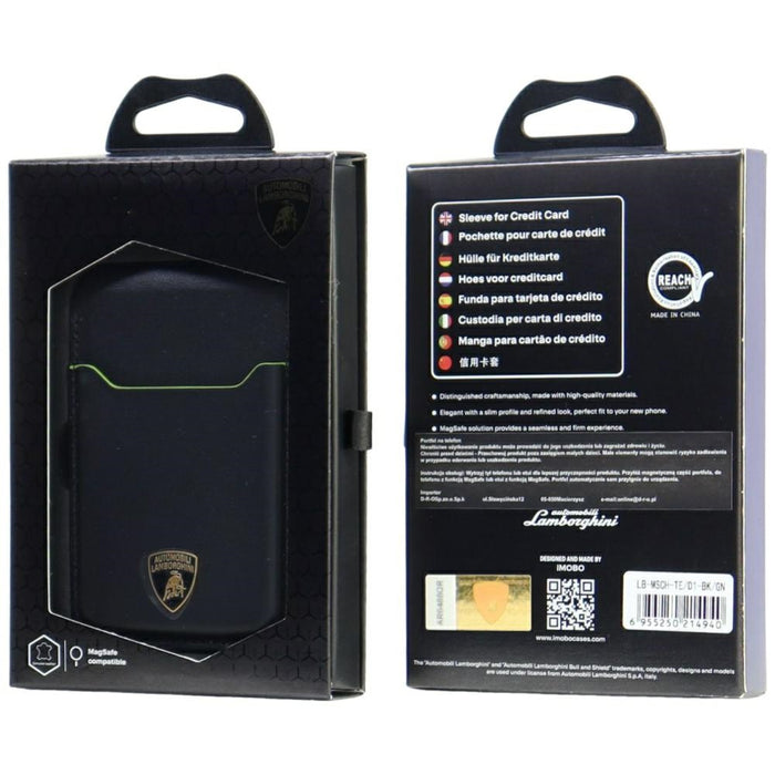 Кожен портфейл MagSafe за телефон Lamborghini D1 - черен и зелен