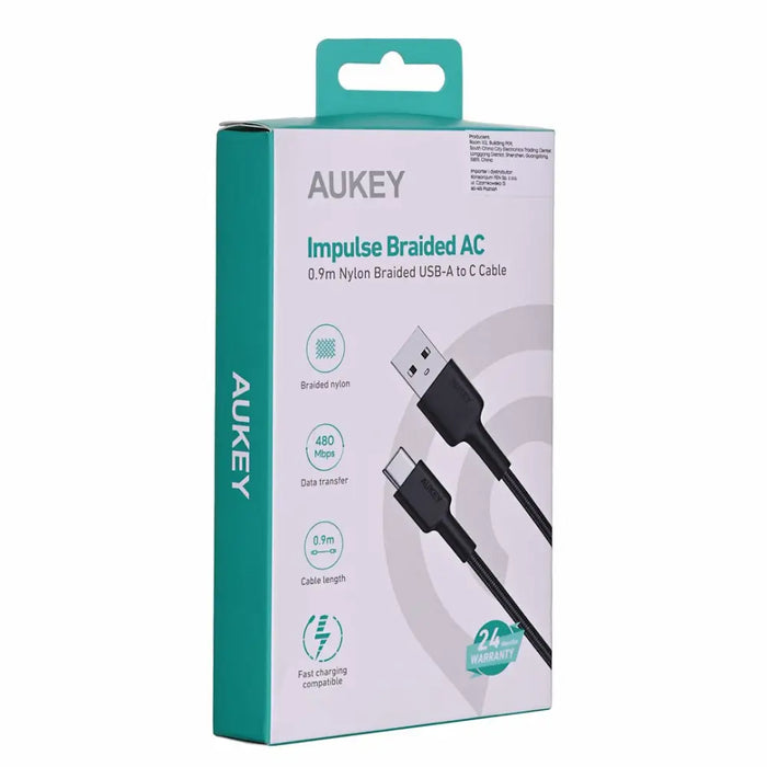 AUKEY CB-CD30 USB кабел 0,9 м USB A USB C Черен