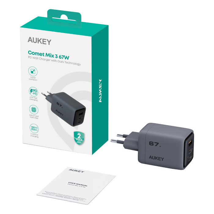 Зарядно устройство за лаптоп AUKEY Comet Mix 3 67W PD PA-C3 GaN