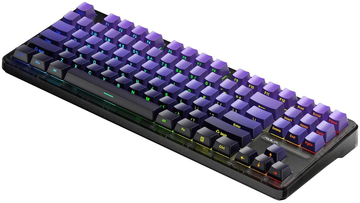 AULA Gasket F87 Pro клавиатура черно лилаво сиво дърво V4 RGB
