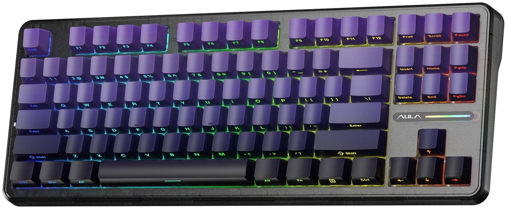 AULA Gasket F87 Pro клавиатура черно лилаво сиво дърво V4 RGB