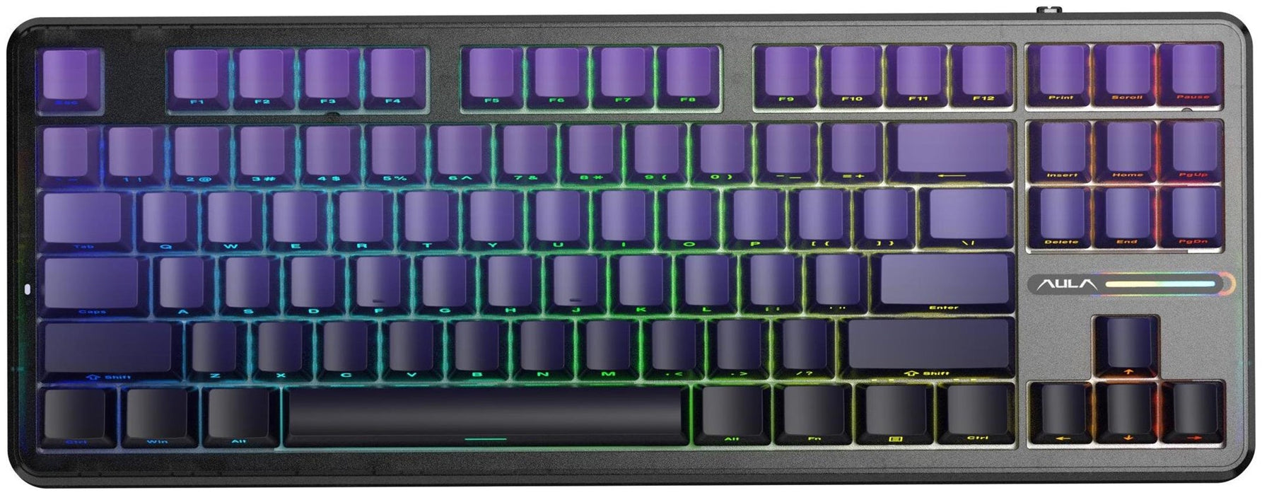 AULA Gasket F87 Pro клавиатура черно лилаво сиво дърво V4 RGB