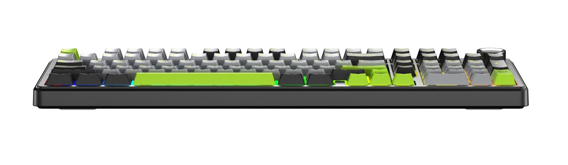 F99 Pro Черна+Сива+Зелена Сиво-Дървена RGB AULA клавиатура с уплътнение