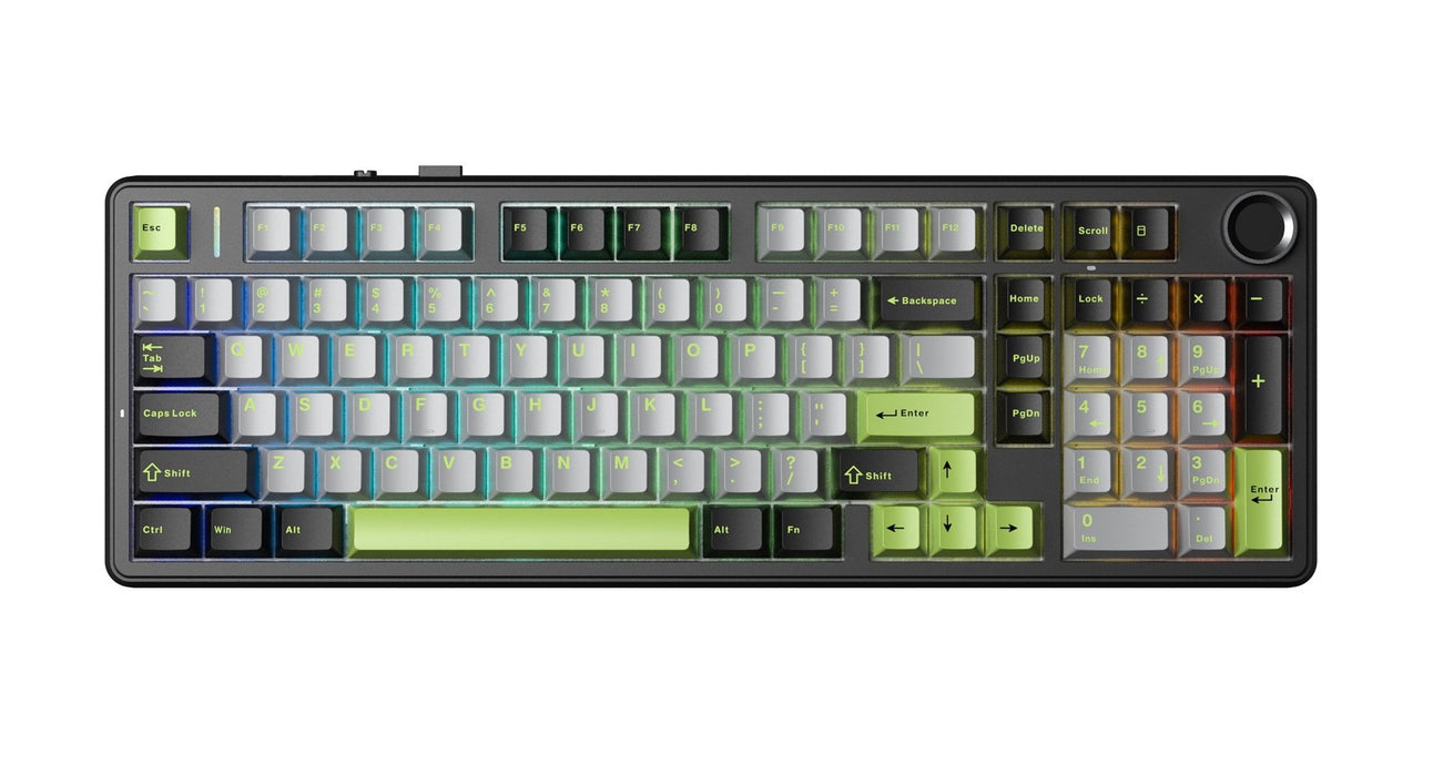 F99 Pro Черна+Сива+Зелена Сиво-Дървена RGB AULA клавиатура с уплътнение