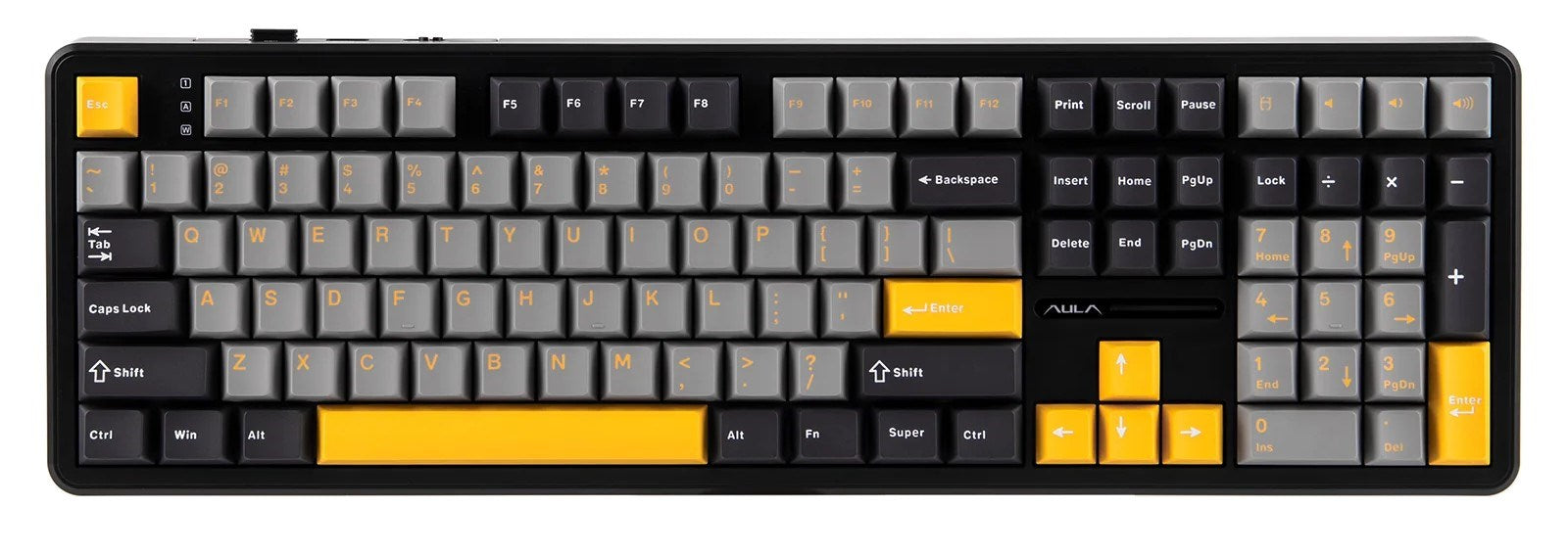 Клавиатура F108 сиво+оранжево+тъмносиво уплътнение с Volcano RGB превключватели – AULA
