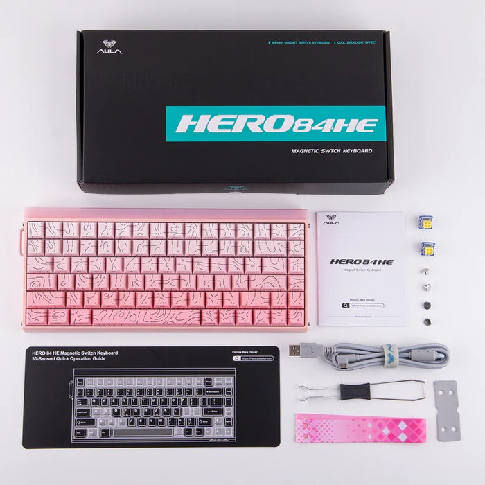HERO84 HE PINK+Gradient+Contour Dragon King RGB AULA уплътнителна клавиатура