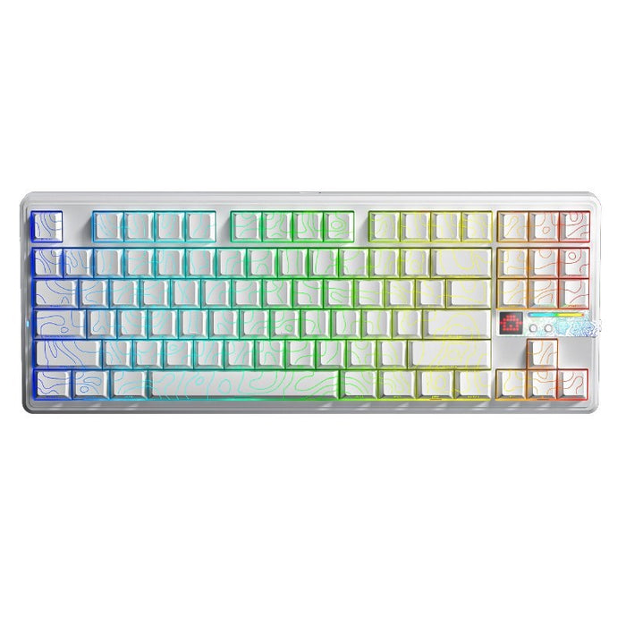 AULA Gasket F87 Pro V2 бяла контурна гравирана RGB клавиатура със звезден вектор