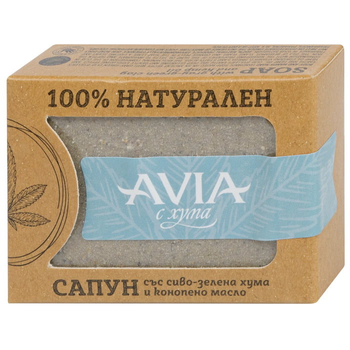 Твърд сапун със сиво-зелена хума и конопено масло, 110 g