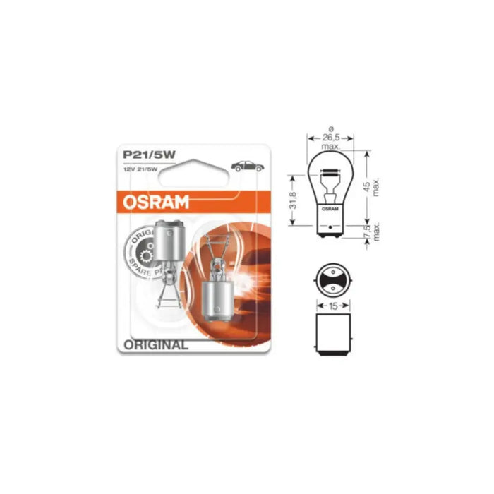 АВТОМОБИЛНА ЛАМПА 7528 P21/5W 12V BAY15d DUOBLISTER OSRAM