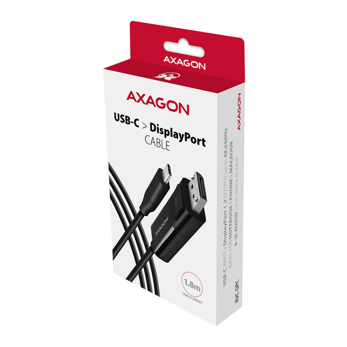 Кабел от източник с USB-C AXAGON към приемник с DisplayPort USB-C ->DISPLAYPORT RVC-DPC работи само в тази посока
