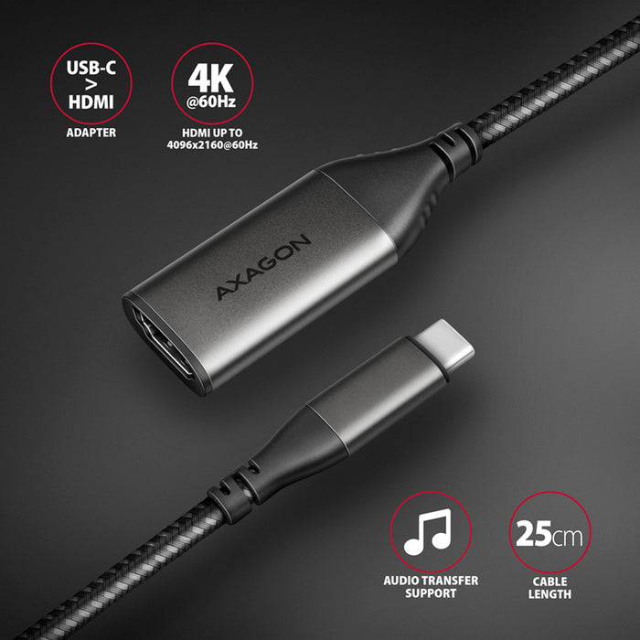 Кабел адаптер от източник с USB-C AXAGON към приемник с HDMI USB-C -> HDMI RVC-HI2M работи само в тази посока