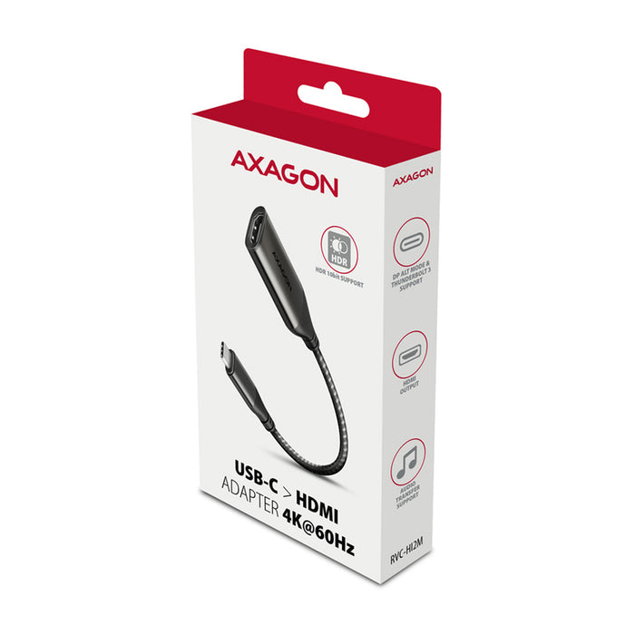 Кабел адаптер от източник с USB-C AXAGON към приемник с HDMI USB-C -> HDMI RVC-HI2M работи само в тази посока