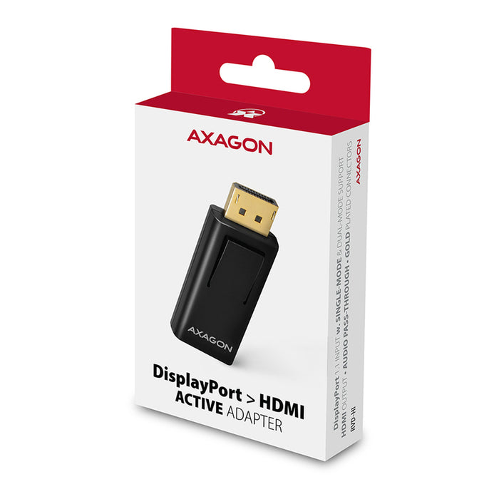 Кабел адаптер от сигнал с мъжко AXAGON DisplayPort към женско HDMI DISPLAYPORT -> HDMI RVD-HI работи само в тази посока