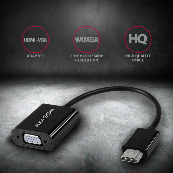 Кабел адаптер от източник с HDMI AXAGON към приемник с VGA HDMI -> VGA RVH-VGN работи само в тази посока