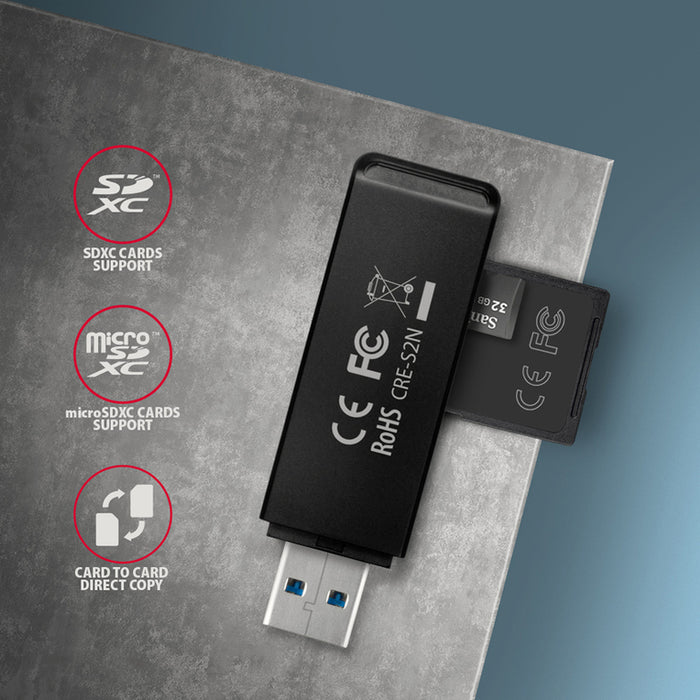 ЧЕТЕЦ ЗА КАРТИ AXAGON USB-A CRE-S2N