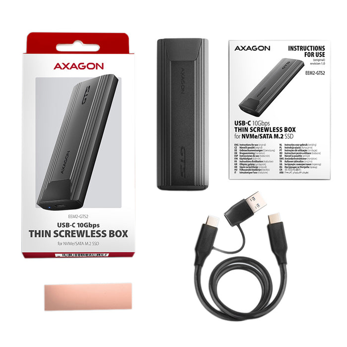 SSD КУТИЯ AXAGON USB-C 3.2 EEM2-GTS2