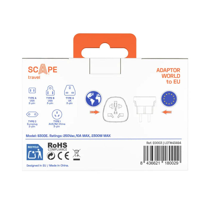 Щепсел крадец Scape Travel 830DE (2PCS) Пластмаса