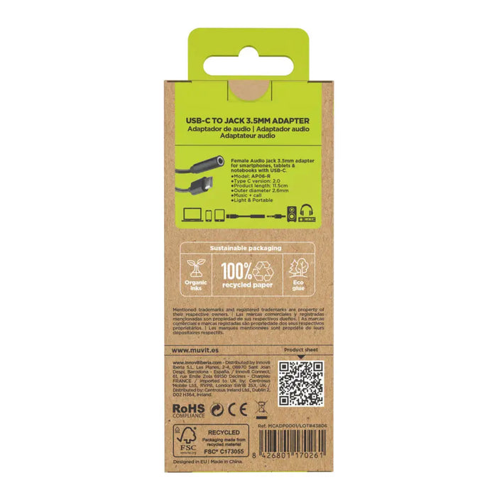 Адаптер за USB-C към Jack 3.5 mm Muvit for Change JDS-C35