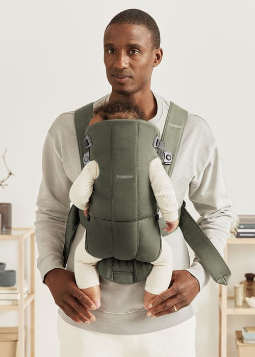 Ергономична раница BabyBjorn - Mini, Woven, Dark Green