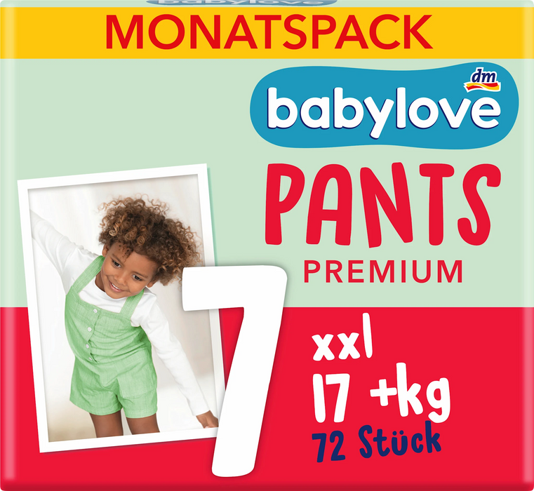 Бебешки гащички Premium, размер 7, 17+kg, 72 бр