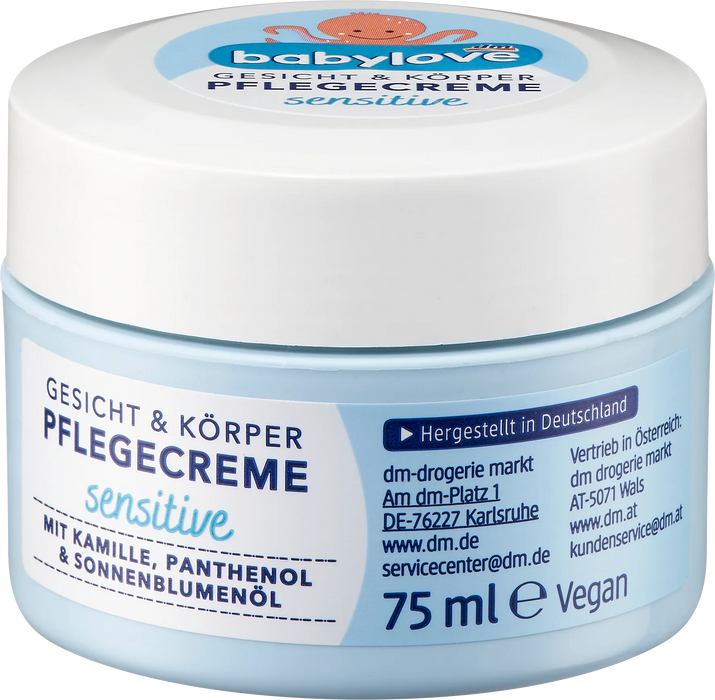 Бебешки крем за лице и тяло Sensitive, 75 ml