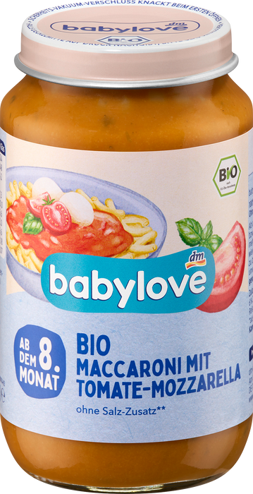 Био бебешко пюре макарони с домати и моцарела, 8+м, 220 g