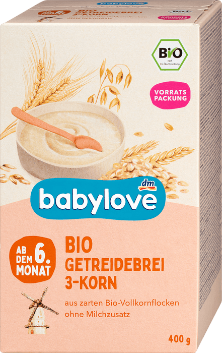 Био каша от 3 вида пълнозърнести житни култури, от 6+м, 2 x 200 g, 400 g